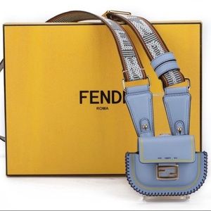 FENDI MINI BAG NECKLACE BELT LIGHT BLUE